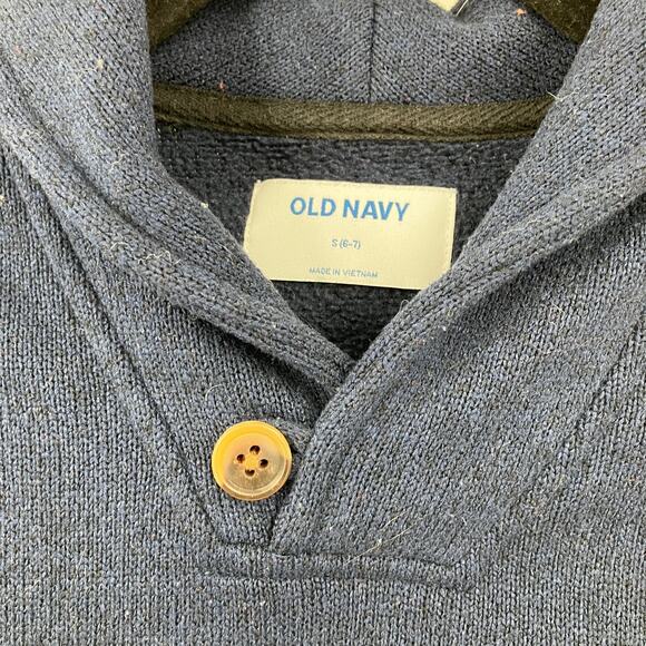 Old Navy Blue Knit Fleece Shawl Collar Button Long Sleeve Sweater Top Shirt - Picture 6 of 8